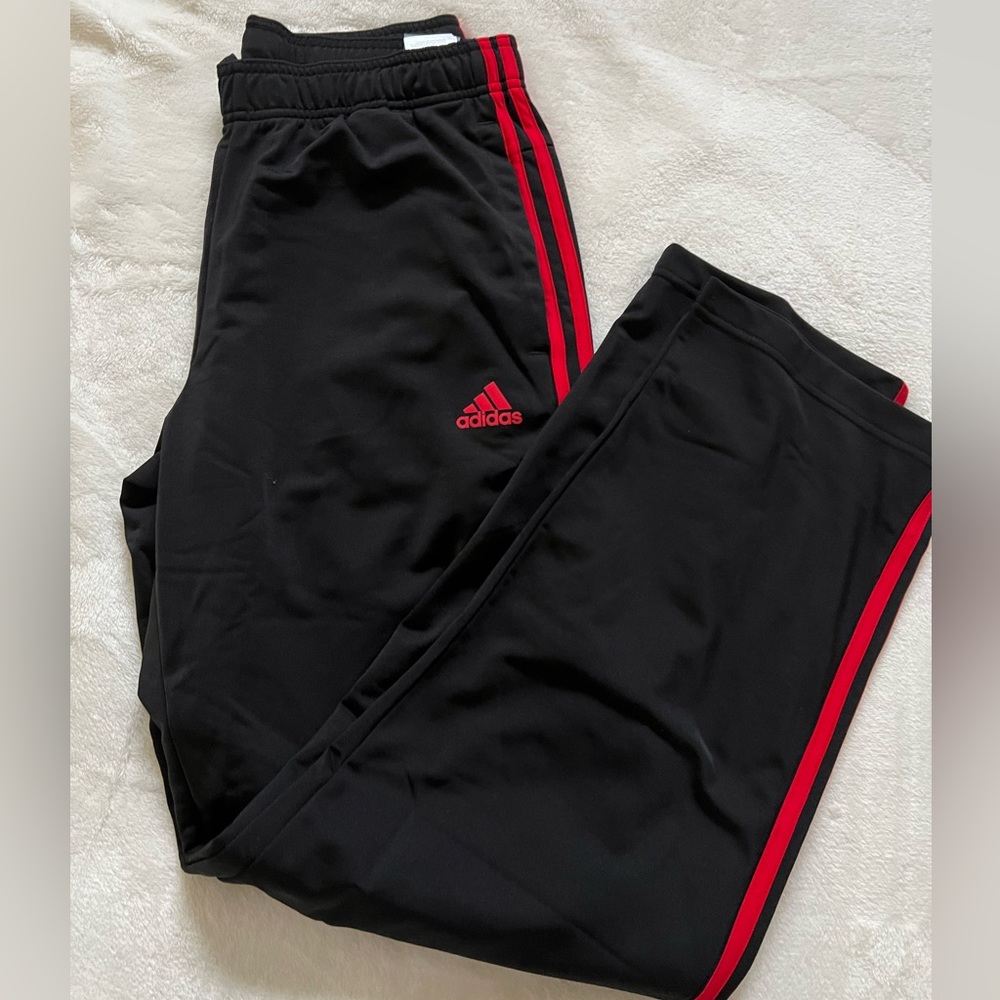 Adidas Black Pants Red Stripe